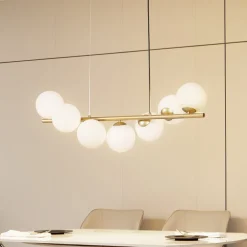 Lucande Pendellamper|Pendellamper > hængelampe Isandro, 95 cm, guld, hvid, 7 lyskilder, G9