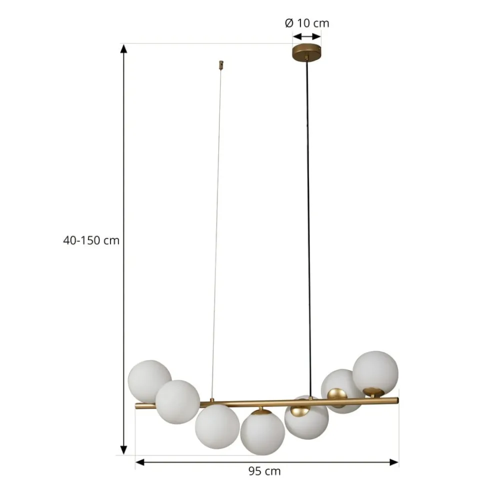 Lucande Pendellamper|Pendellamper > hængelampe Isandro, 95 cm, guld, hvid, 7 lyskilder, G9