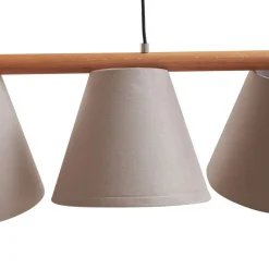 Lucande Pendellamper > hængelampe Jinda, grå, træ, stof, 120 cm, E27