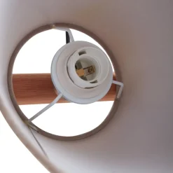 Lucande Pendellamper > hængelampe Jinda, grå, træ, stof, 120 cm, E27