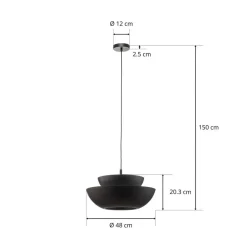 Lucande Pendellamper|Pendellamper > hængelampe Kellina, Ø 48 cm, sort, metal