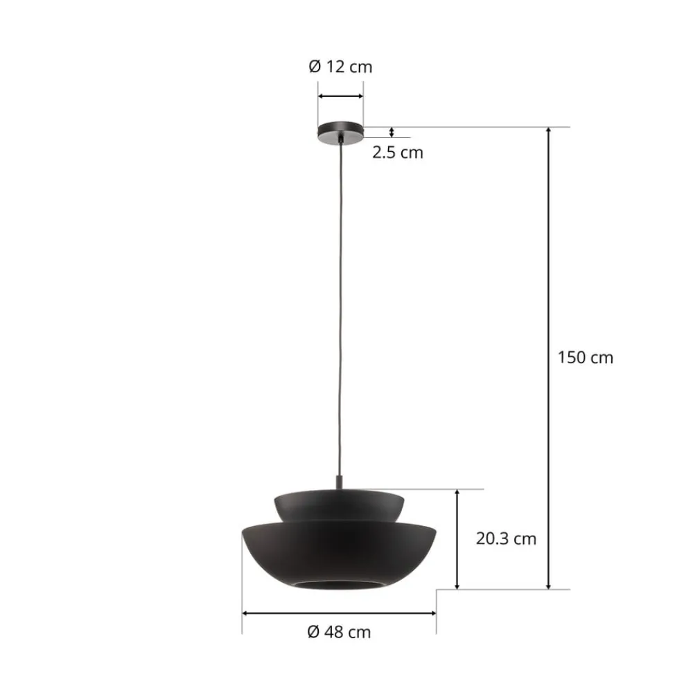 Lucande Pendellamper|Pendellamper > hængelampe Kellina, Ø 48 cm, sort, metal