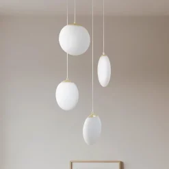 Lucande Pendellamper|Pendellamper > hængelampe Lunelle, messing, glas, 4 lyskilder, Ø 40 cm