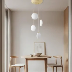 Lucande Pendellamper|Pendellamper > hængelampe Lunelle, messing, glas, 4 lyskilder, Ø 40 cm
