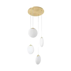 Lucande Pendellamper|Pendellamper > hængelampe Lunelle, messing, glas, 4 lyskilder, Ø 40 cm