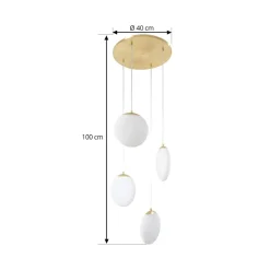 Lucande Pendellamper|Pendellamper > hængelampe Lunelle, messing, glas, 4 lyskilder, Ø 40 cm