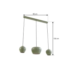 Lucande Pendellamper|Pendellamper > hængelampe Malisa, grøn, 3 lyskilder, metal, længde 90 cm