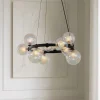 Lucande Pendellamper > hængelampe Marvi, Ø 68 cm, sort, glas, metal