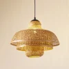 Pendellamper ^ Lucande hængelampe Rasmina, bambus, Ø 50 cm, 1 lyskilde