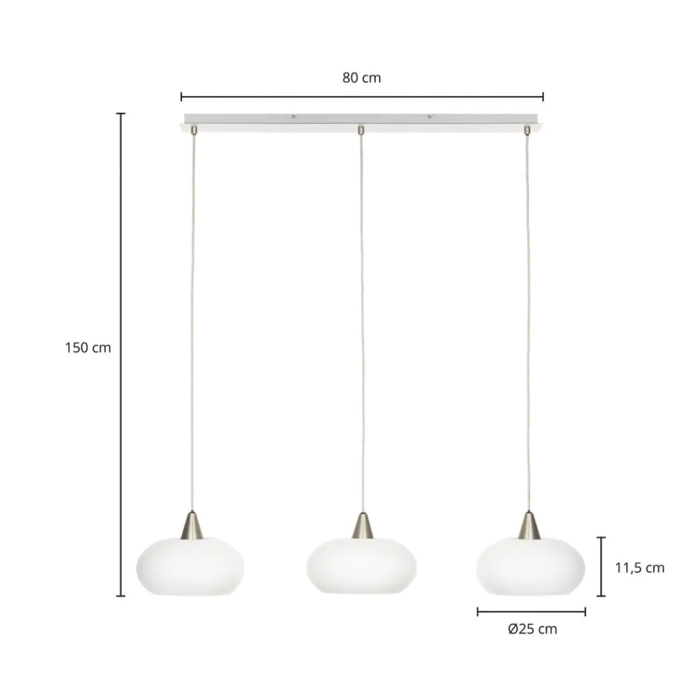 Pendellamper|Pendellamper ^ Lucande hængelampe Sharvil, 3 lyskilder, hvid, glas, 97 cm