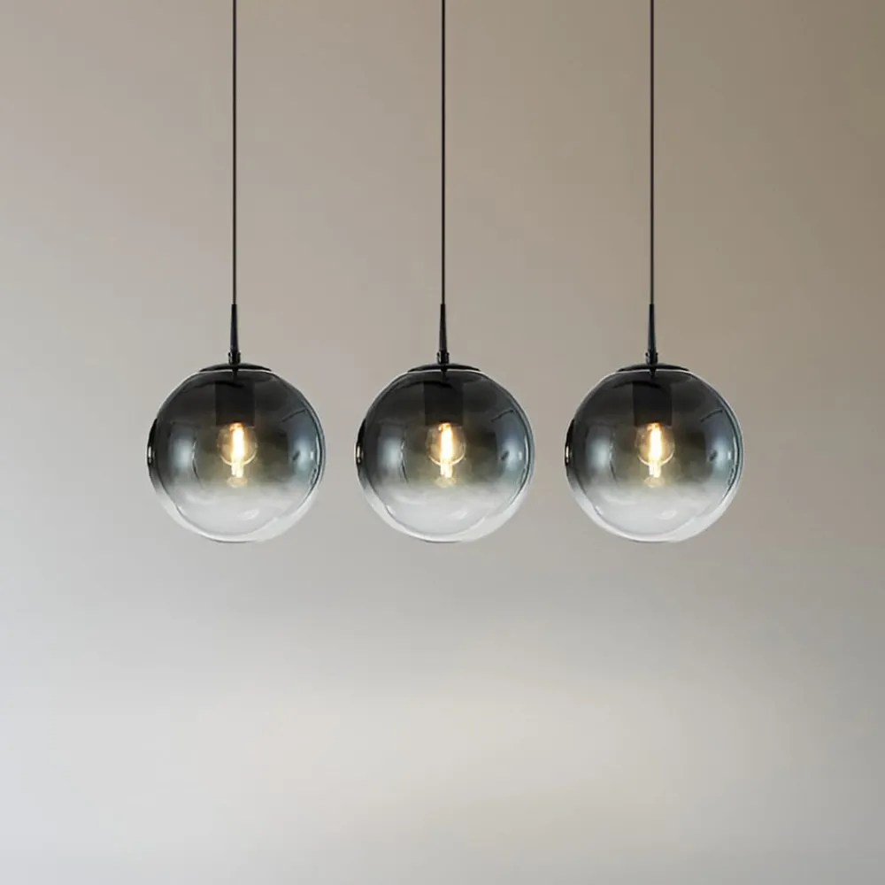 Pendellamper|Pendellamper ^ Lucande hængelampe Veloura, 3 lyskilder, 84 cm, glas, træ