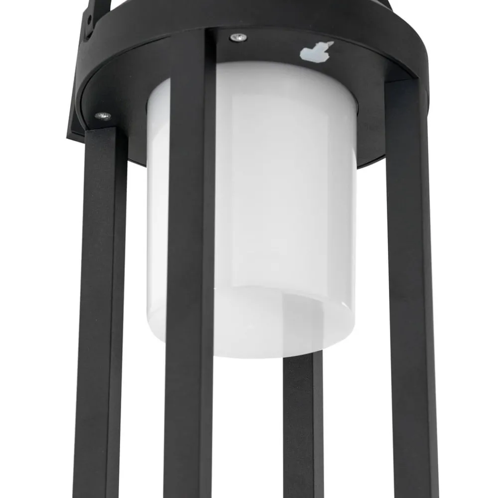 Solcellelamper|Terrassebelysning ^ Lucande 2-i-1 LED-solcellelampe Tilena, sort, rund, aluminium