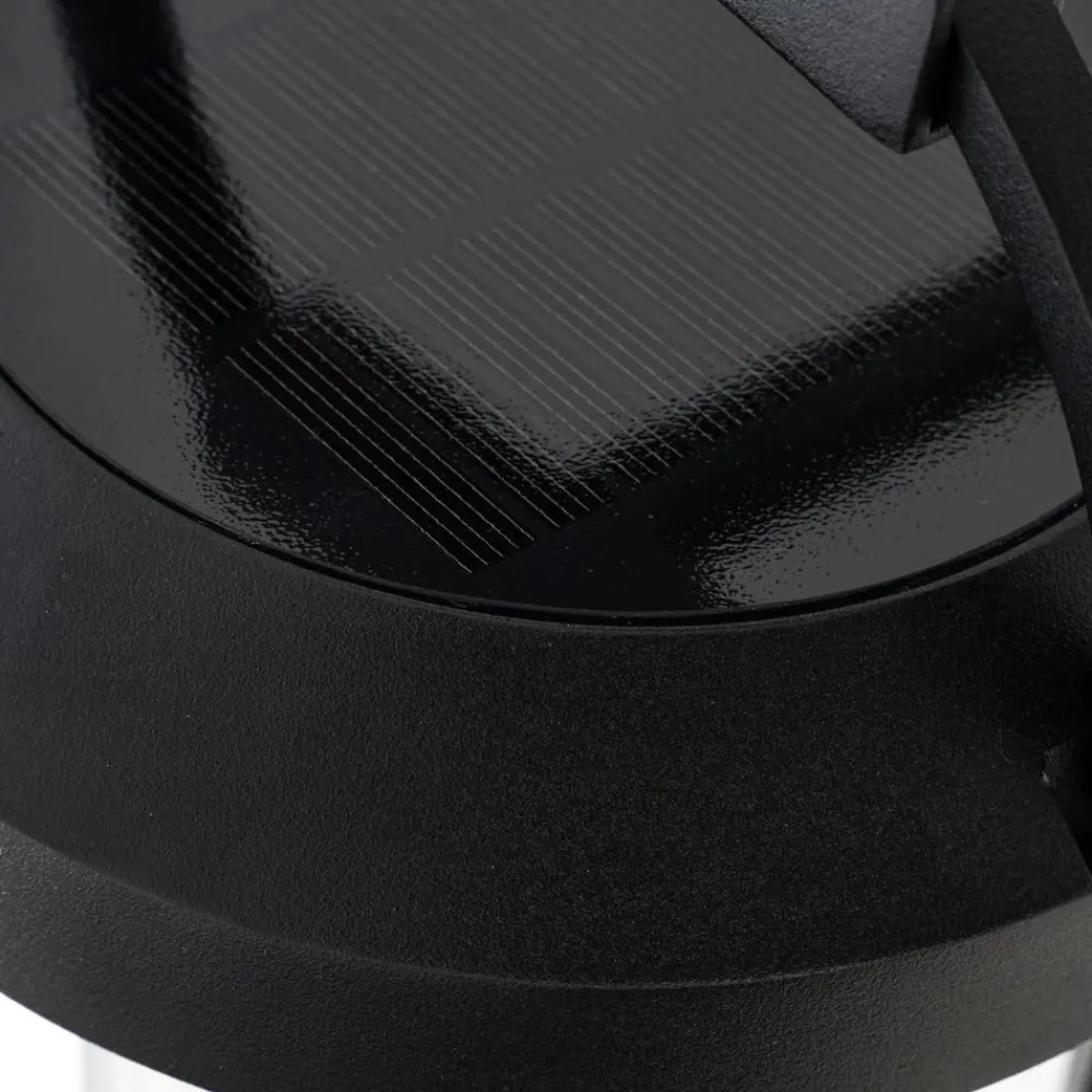 Solcellelamper|Terrassebelysning ^ Lucande 2-i-1 LED-solcellelampe Tilena, sort, rund, aluminium