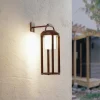 Lucande Solcellelamper|Terrassebelysning > 2-i-1 LED-solcelle-væglampe Tilena, rustfarvet, rund, aluminium