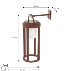 Lucande Solcellelamper|Terrassebelysning > 2-i-1 LED-solcelle-væglampe Tilena, rustfarvet, rund, aluminium