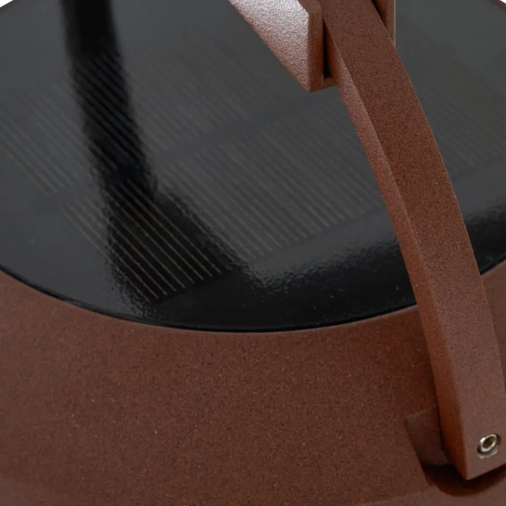 Lucande Solcellelamper|Terrassebelysning > 2-i-1 LED-solcelle-væglampe Tilena, rustfarvet, rund, aluminium