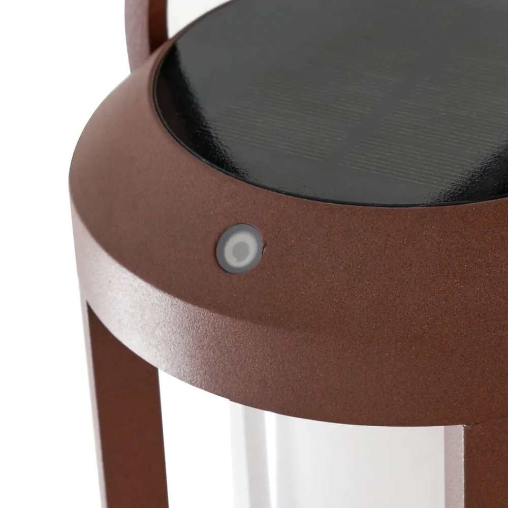 Lucande Solcellelamper|Terrassebelysning > 2-i-1 LED-solcelle-væglampe Tilena, rustfarvet, rund, aluminium