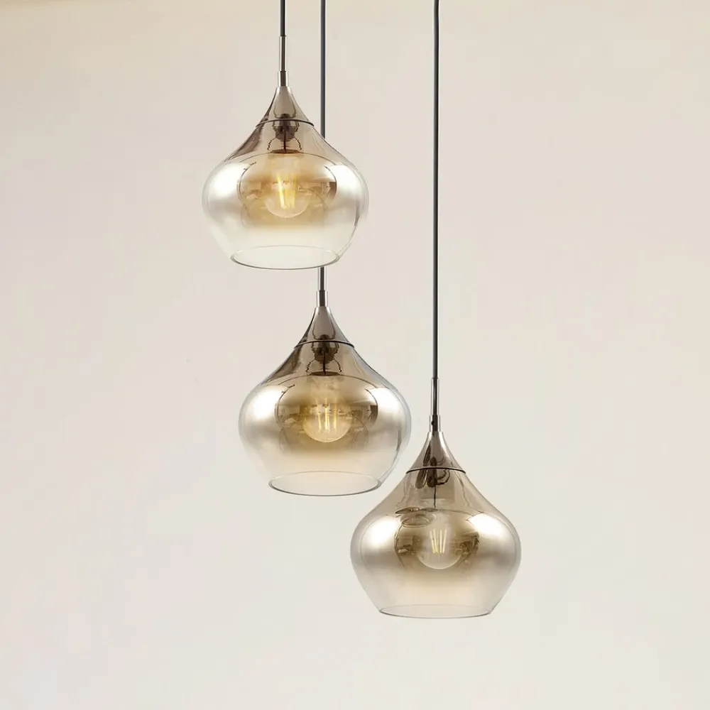 Lucande Pendellamper > Jarven hængelampe, 3 lyskilder, sort, glas