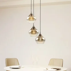 Lucande Pendellamper > Jarven hængelampe, 3 lyskilder, sort, glas