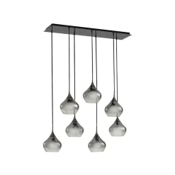 Pendellamper ^ Lucande Jarven hængelampe, 7 lyskilder, sort, glas