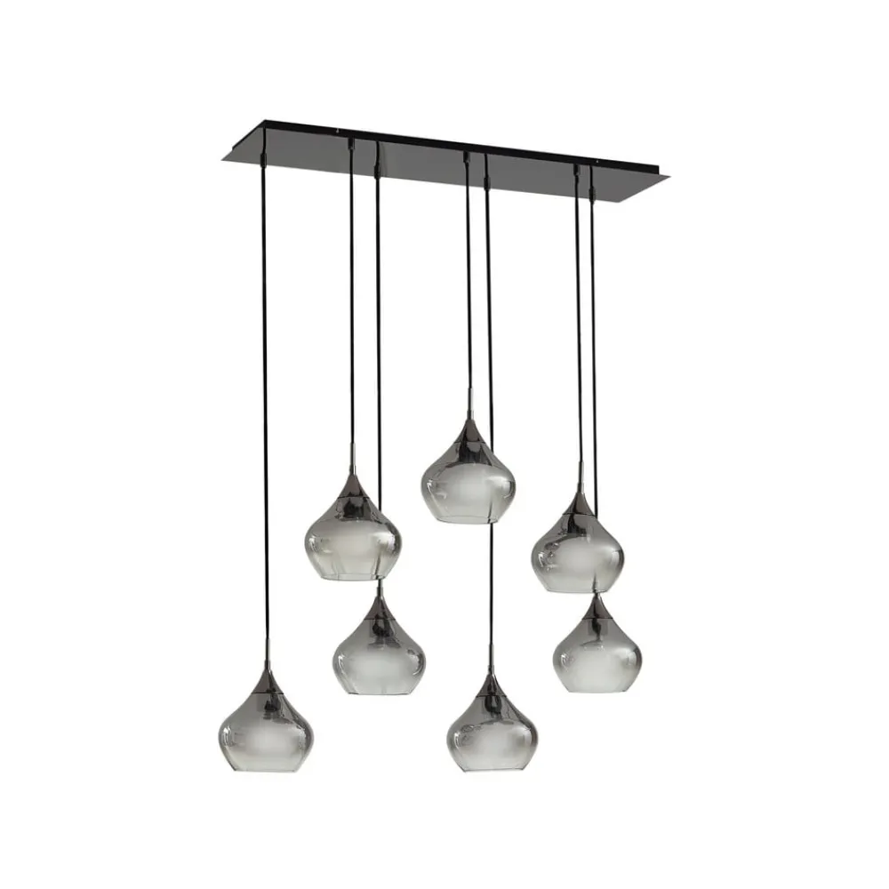 Pendellamper ^ Lucande Jarven hængelampe, 7 lyskilder, sort, glas