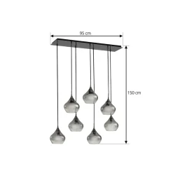 Pendellamper ^ Lucande Jarven hængelampe, 7 lyskilder, sort, glas