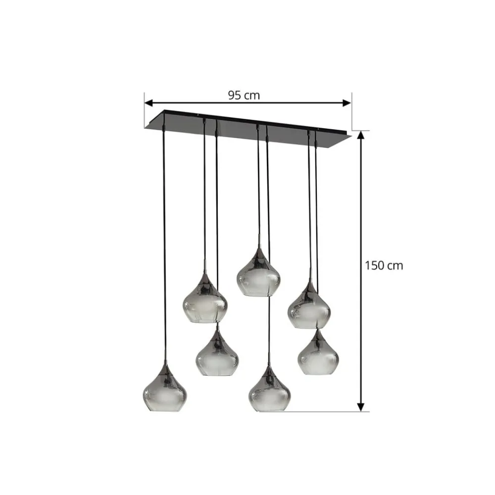 Pendellamper ^ Lucande Jarven hængelampe, 7 lyskilder, sort, glas