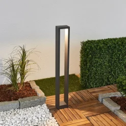 Gadebelysning ^ Lucande Jupp LED-vejlampe, 90 cm, antracit, metal, IP54
