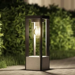 Lucande Terrassebelysning|Sokkellamper > Kalisa sokkellampe, E27, IP44, 42 cm, grå, metal
