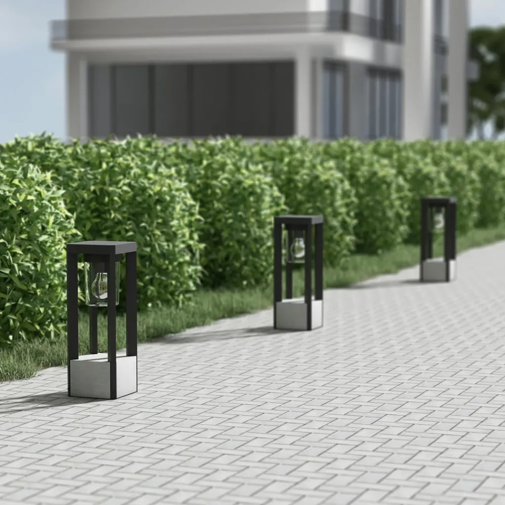 Lucande Terrassebelysning|Sokkellamper > Kalisa sokkellampe, E27, IP44, 42 cm, grå, metal