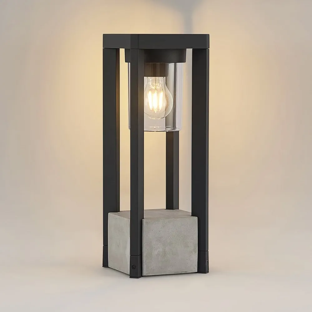 Lucande Terrassebelysning|Sokkellamper > Kalisa sokkellampe, E27, IP44, 42 cm, grå, metal