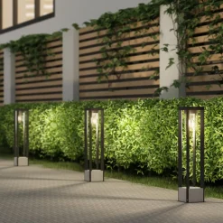 Lucande Terrassebelysning|Gadebelysning > Kalisa vejlampe, E27, IP44, 70 cm, grå, metal