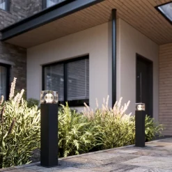 Lucande Terrassebelysning|Sokkellamper > Keke sokkellampe, højde 50 cm, antracit, aluminium