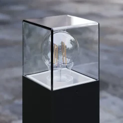 Lucande Terrassebelysning|Sokkellamper > Keke sokkellampe, højde 50 cm, antracit, aluminium