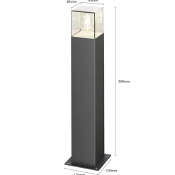 Lucande Terrassebelysning|Sokkellamper > Keke sokkellampe, højde 50 cm, antracit, aluminium