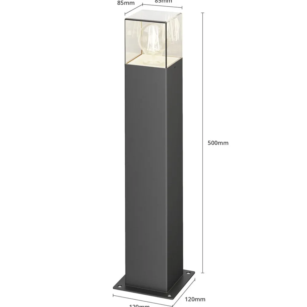 Lucande Terrassebelysning|Sokkellamper > Keke sokkellampe, højde 50 cm, antracit, aluminium