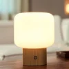 Lucande Bordlamper > LED-batteridrevet bordlampe Katrin Palme, beige, glas