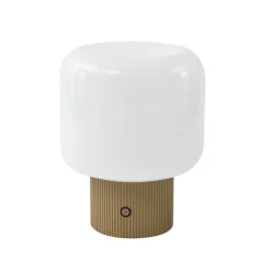 Lucande Bordlamper > LED-batteridrevet bordlampe Katrin Palme, beige, glas