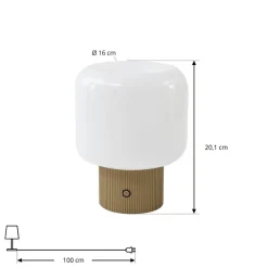 Lucande Bordlamper > LED-batteridrevet bordlampe Katrin Palme, beige, glas