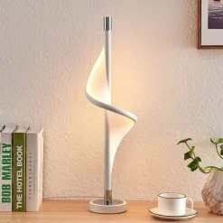 Lucande Bordlamper > LED-bordlampe Edano, 60 cm, hvid, tekstil, dæmpbar