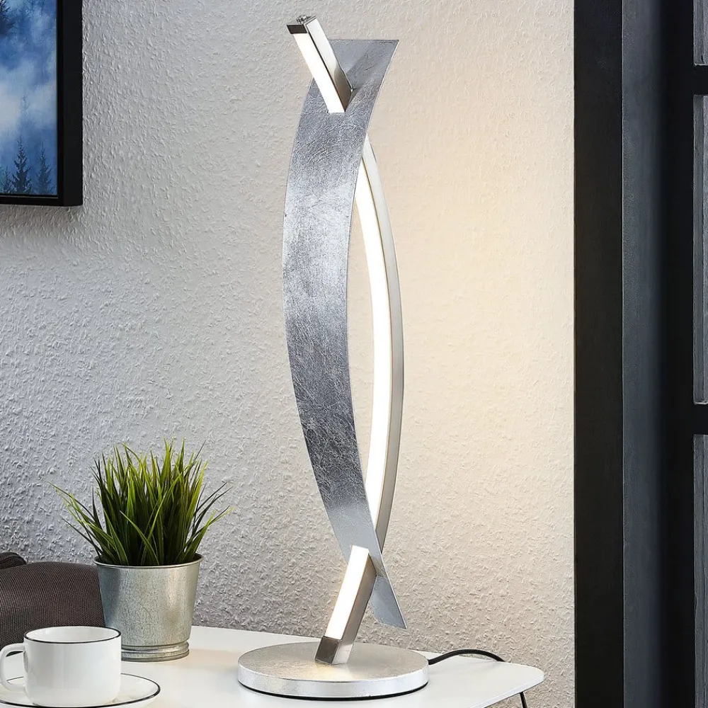 Lucande Bordlamper > LED-bordlampe Marija, sølvfarvet, dæmpbar, 62 cm