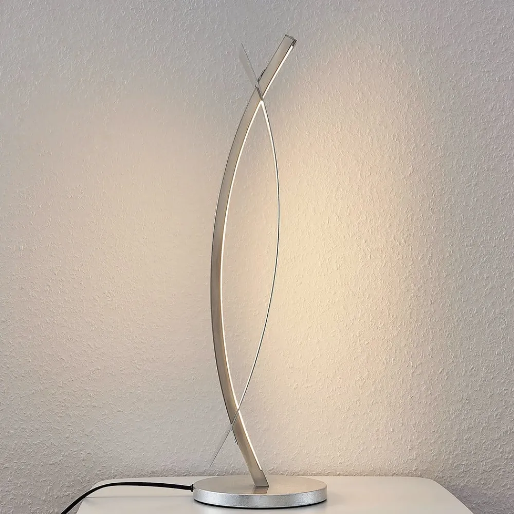 Lucande Bordlamper > LED-bordlampe Marija, sølvfarvet, dæmpbar, 62 cm