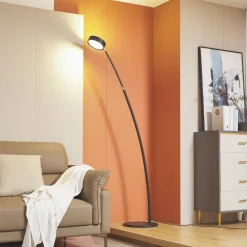 Gulvlamper|Gulvlamper ^ Lucande LED-buelampe Boga, sort, metal, dæmpbar