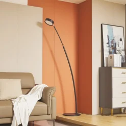 Gulvlamper|Gulvlamper ^ Lucande LED-buelampe Boga, sort, metal, dæmpbar