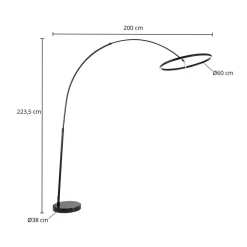 Lucande Gulvlamper|Gulvlamper > LED-buelampe Virvera, rund, sort, metal