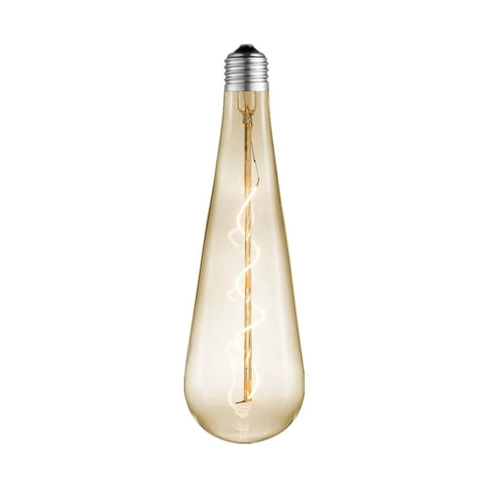 Lucande Dæmpbar Led-Pære|Filament Pære > LED-dråbepære, E27 4W, ravfarvet, Ø 9 cm, 2700K