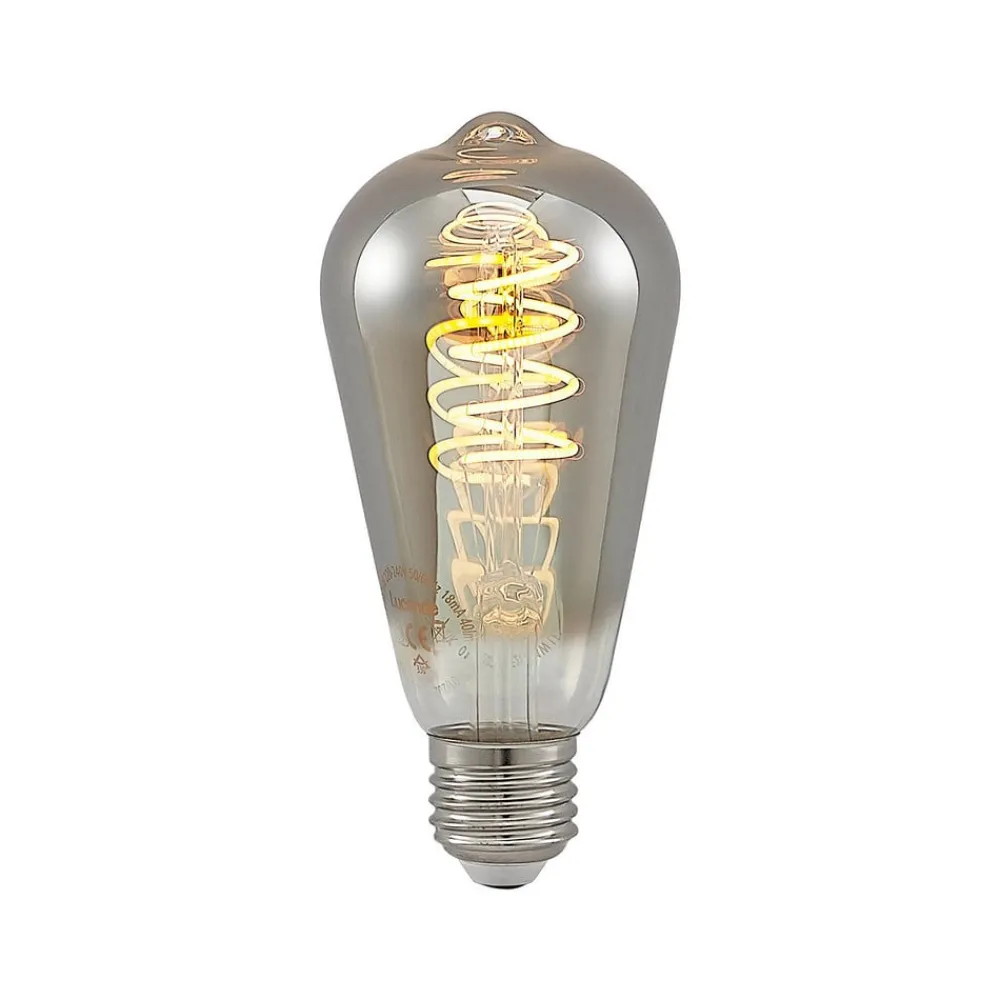 Lucande Dæmpbar Led-Pære|Filament Pære > LED E27 ST64 4W 1.800K dæmpes, titan 5 stk