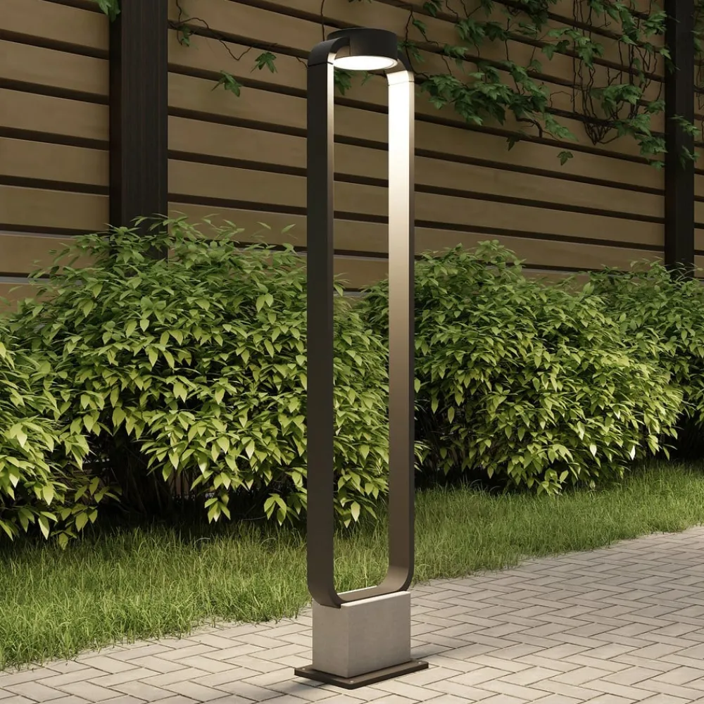 Terrassebelysning|Gadebelysning ^ Lucande LED-gadelampe Belna, 100 cm, antracit, beton, IP65