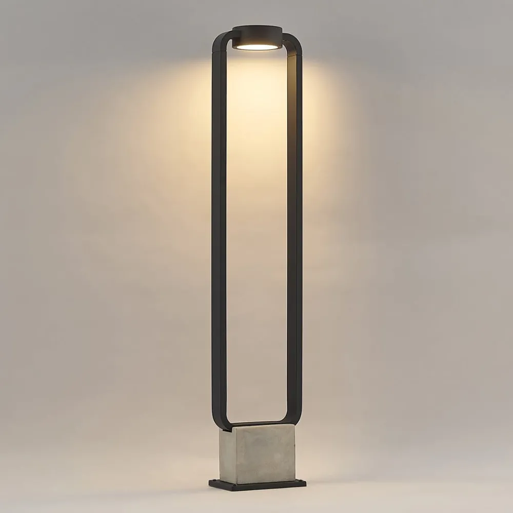 Terrassebelysning|Gadebelysning ^ Lucande LED-gadelampe Belna, 100 cm, antracit, beton, IP65