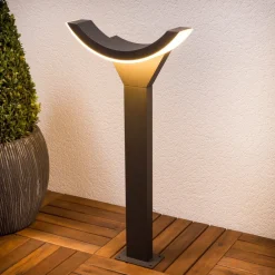 Terrassebelysning|Gadebelysning ^ Lucande LED-gadelampe Halv, 60 cm, antracit, metal, IP54